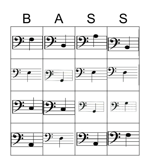 Bass Clef Bingo Card