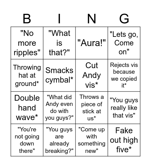 Josh Bingo Card