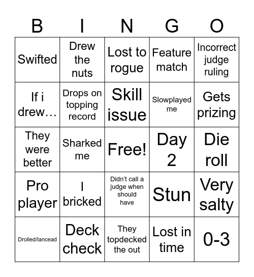 Nats Bingo Card