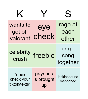 mars and katelyn! Bingo Card