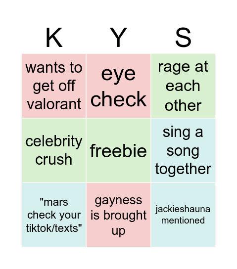 mars and katelyn! Bingo Card