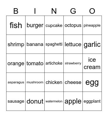 FOOD FRENZY Bingo Card