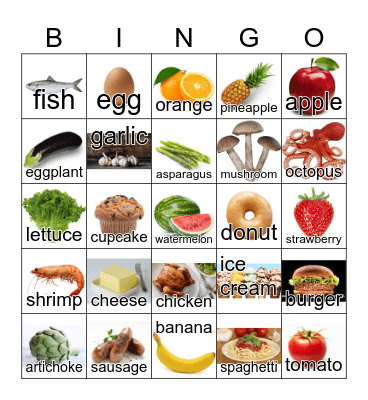 FOOD Bingo Card
