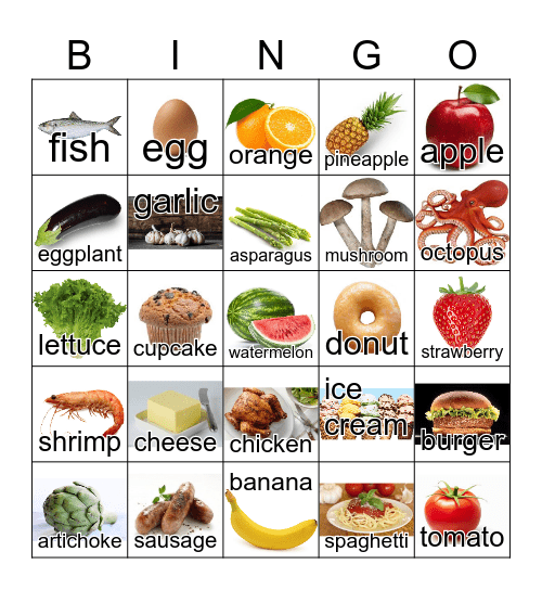 FOOD Bingo Card