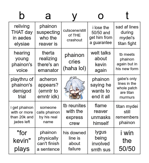 3.4 bingo Card