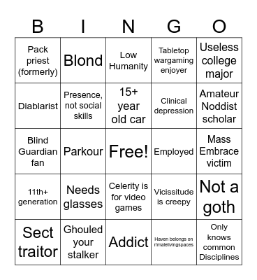 Belmont Bingo Card