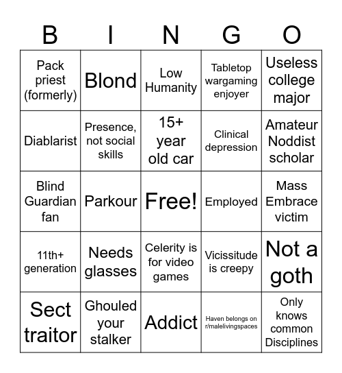 Belmont Bingo Card