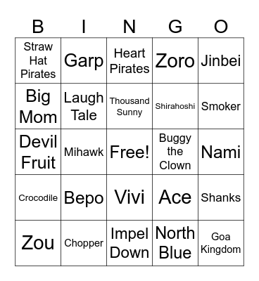 All Things One Piece Bingo Card