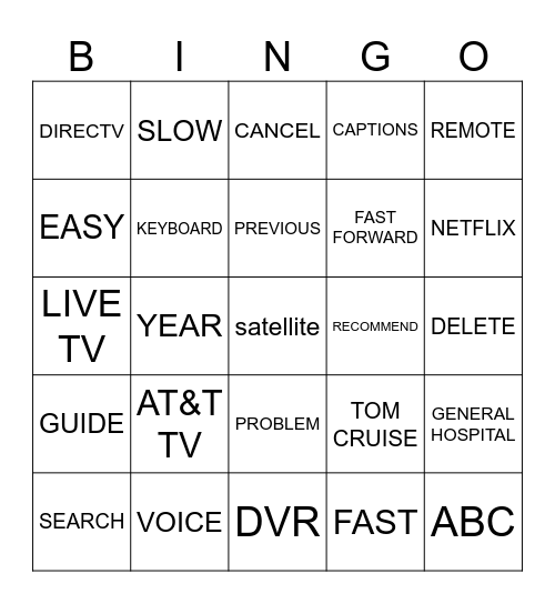 AT&T TV Benchmark Bingo Card