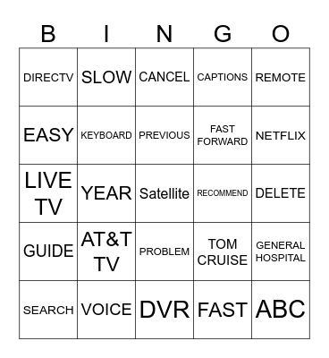 AT&T TV Benchmark Bingo Card