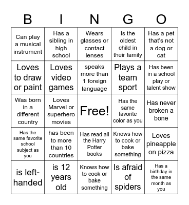 Untitled Bingo Card