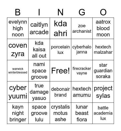 mityczne bingo Card