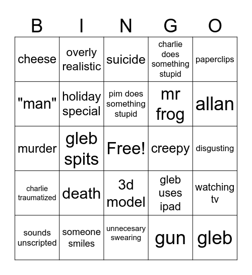 smiling friends bingo Card