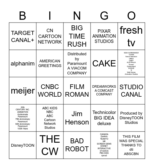 ELEMENTAL Closing Logos Bingo Card