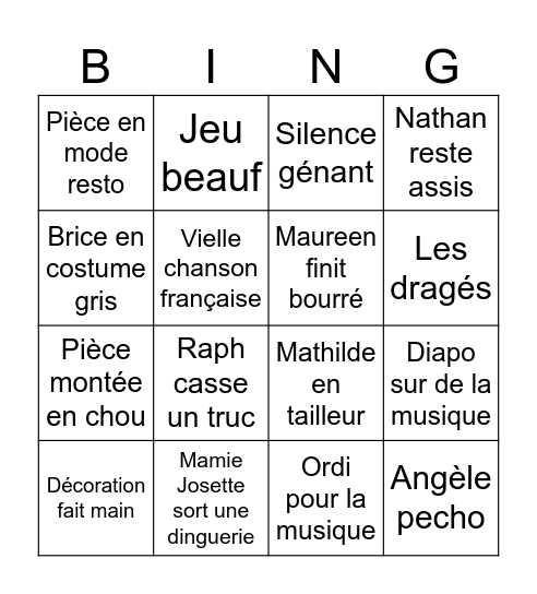 Bingo mariage Bingo Card