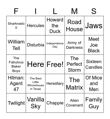 Movies_06142025 Bingo Card