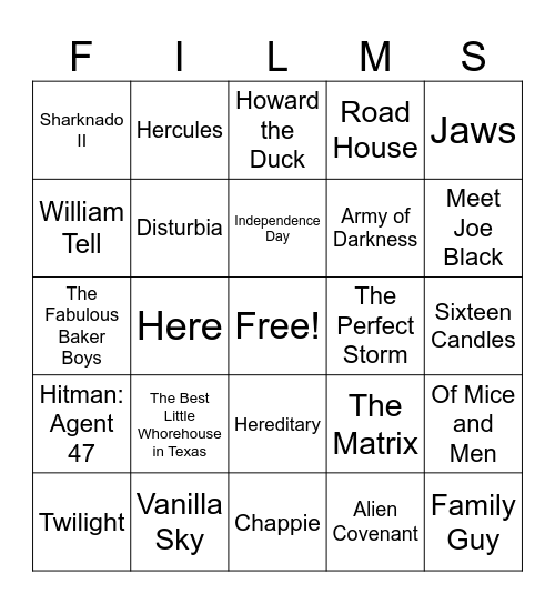 Movies_06142025 Bingo Card