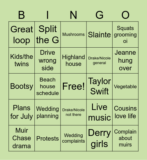 Ireland Bingo Card