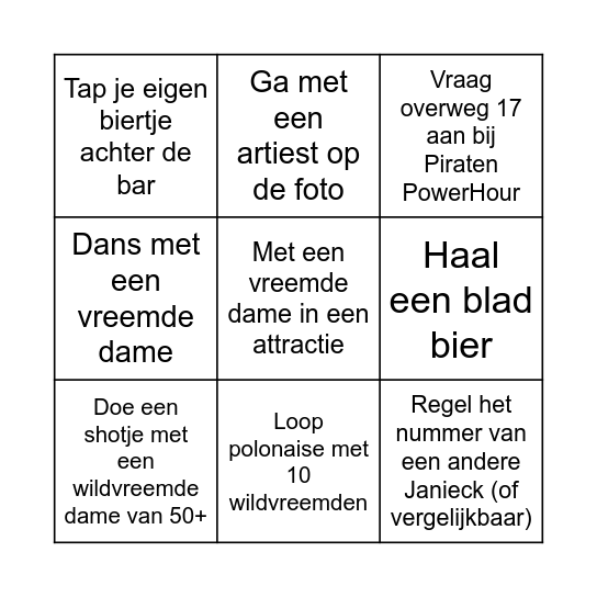 Mark zijn vrijgezellige bingokaart Bingo Card