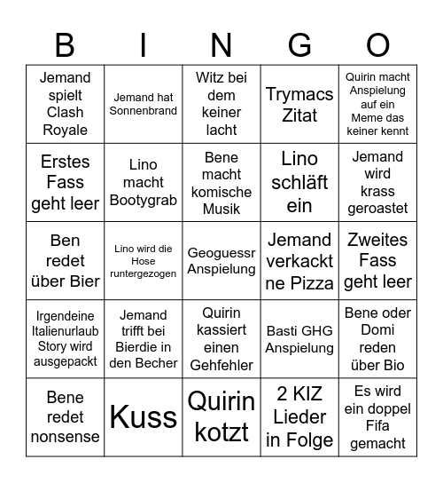 Quirin wird älter Bingo Card