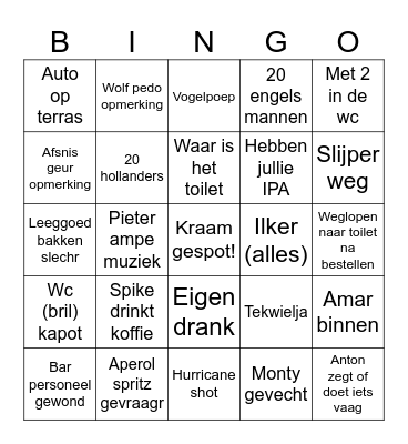Afsnis bingo Card