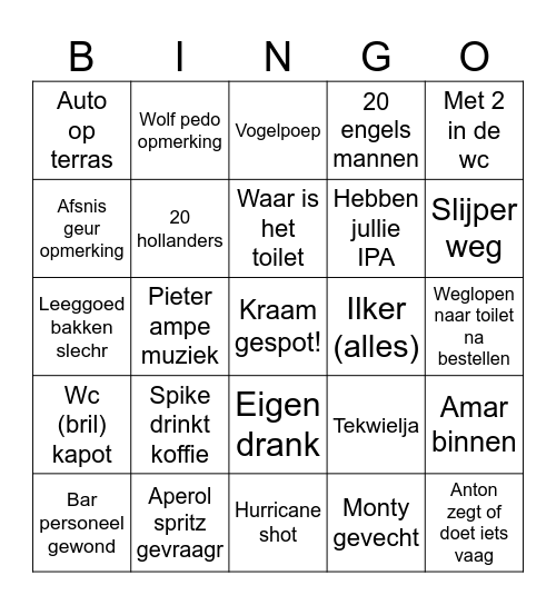 Afsnis bingo Card