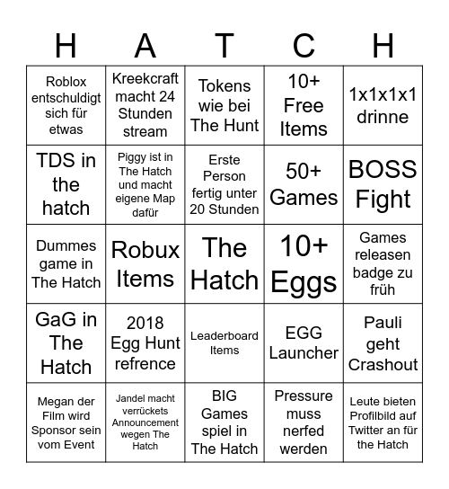 The Hatch Bingo Card