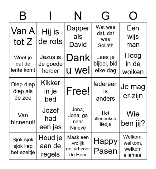 Muziekbingo Card