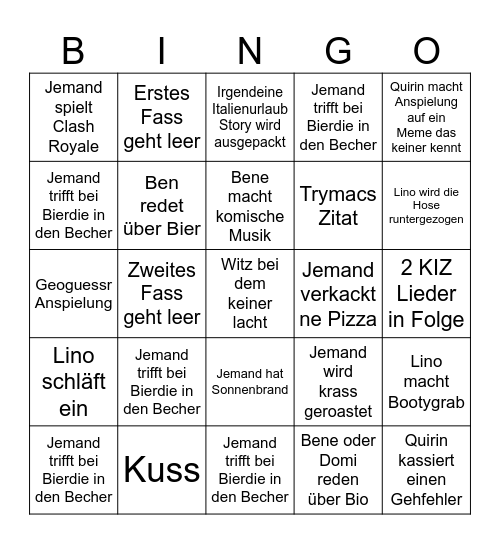 Quirin wird älter Bingo Card