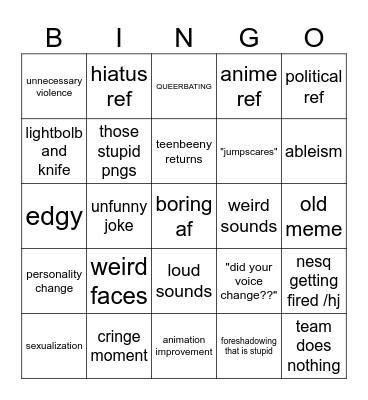 idk Bingo Card