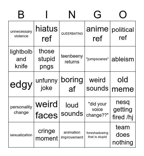 idk Bingo Card