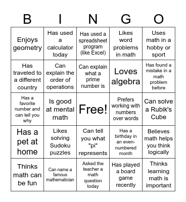 Human Bingo Card