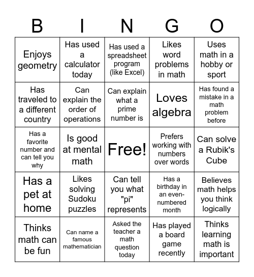 Human Bingo Card