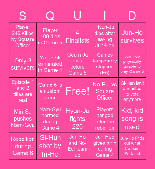 Season 3 BINGO (Phera) Bingo Card