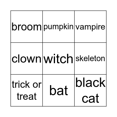 halloween Bingo Card