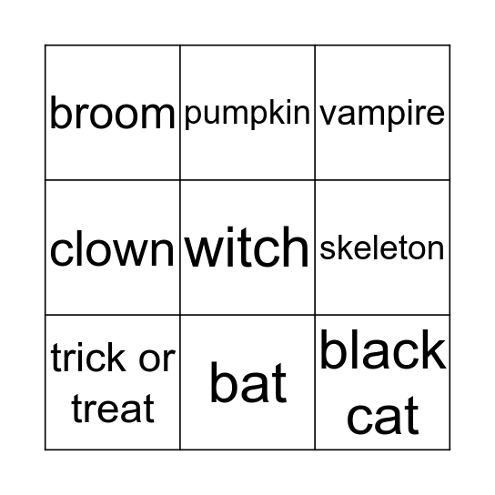 halloween Bingo Card