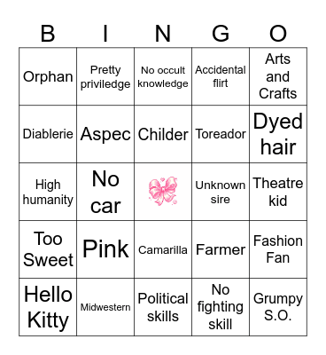 How similar is your OC to Dottie? Bingo Card