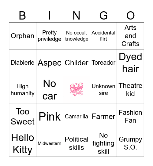 How similar is your OC to Dottie? Bingo Card