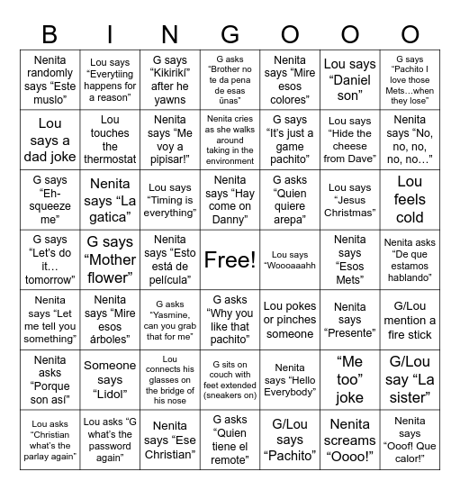 FDW Bingo Card