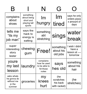Lester Bingo Card