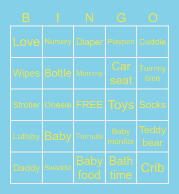 Baby Bingo Card