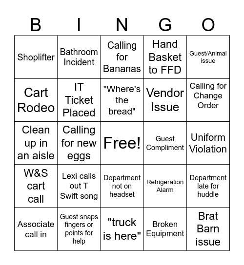 WEEKLY BINGO Card