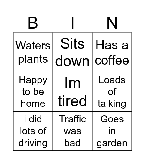 Dad bingo Card