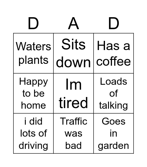 Dad bingo Card