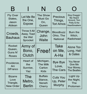 Krollin' With the Hits & Deep Cuts Bingo Card
