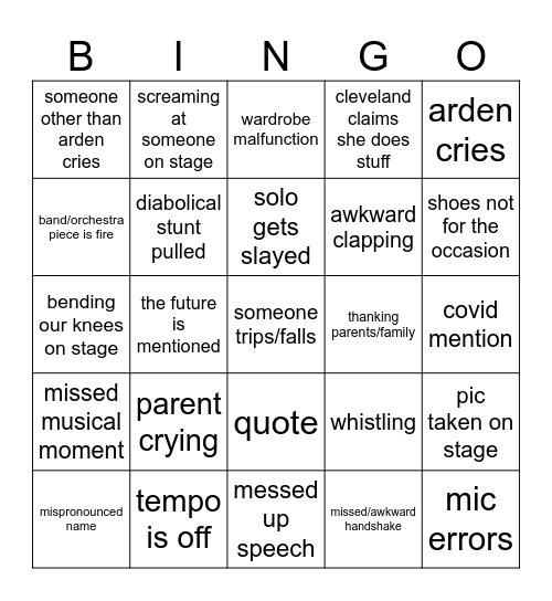 grad bingo Card