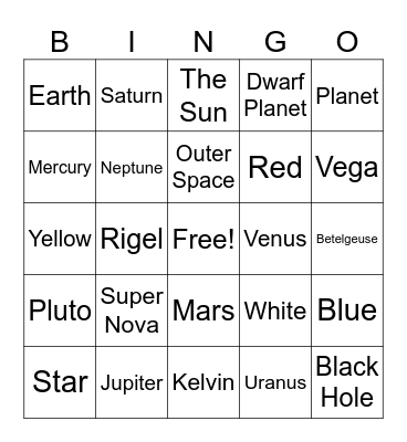 Space Bingo Card