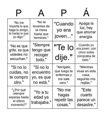 BINGO DIA DEL PADRE Bingo Card