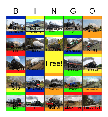 Steam Locomotives with 4 Leading Wheels Bingo Card