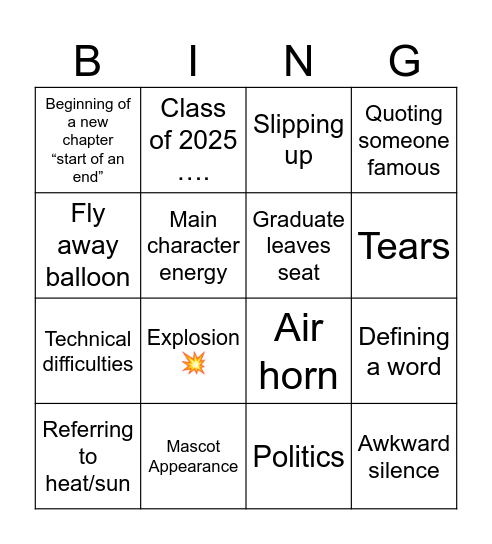 Grad Round 2 Bingo Card